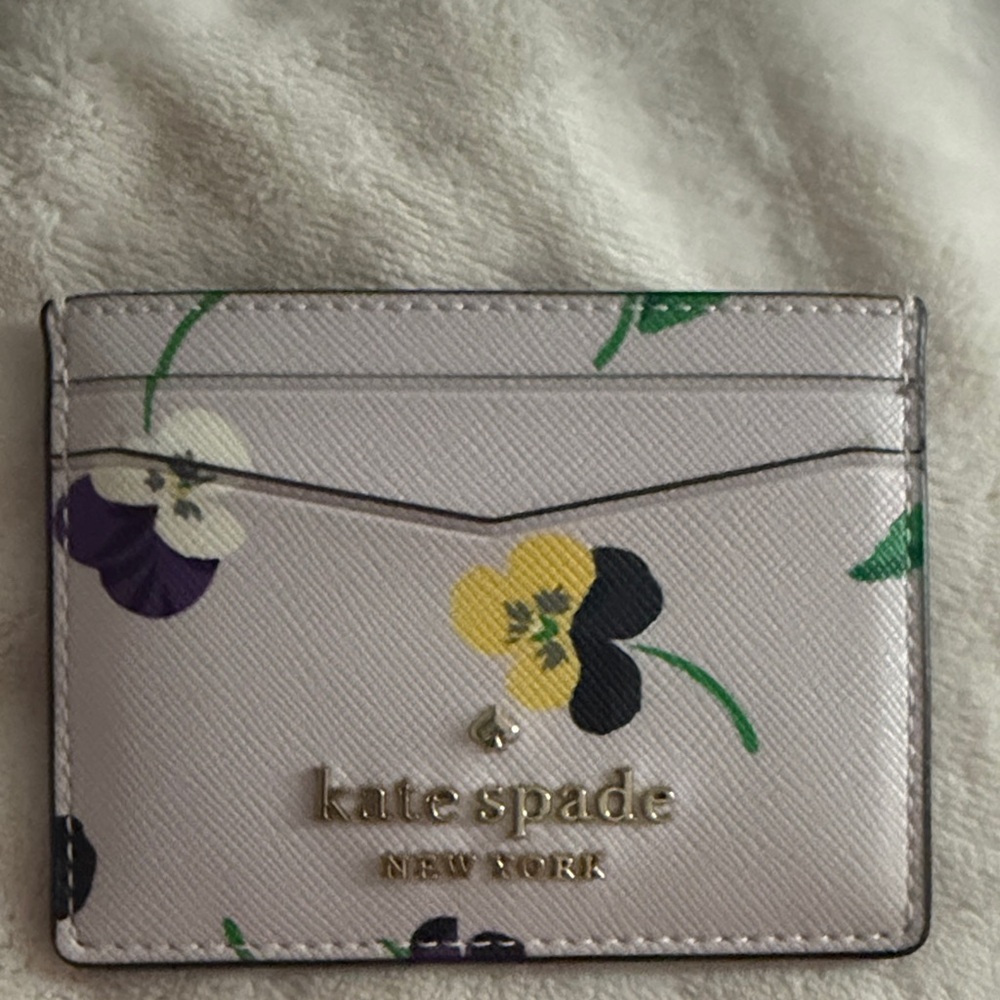 Kate Spade Floral Card Holder with Purple and Yellow Accents